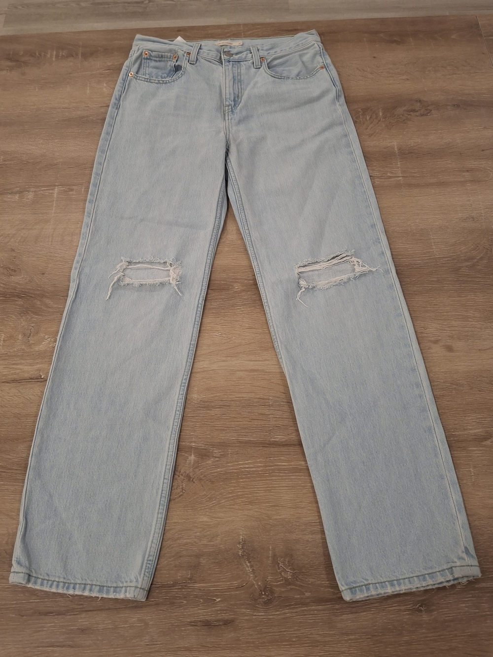 Levi's Low Pro Straight Jeans Women's W27 Light Wash Distressed Denim